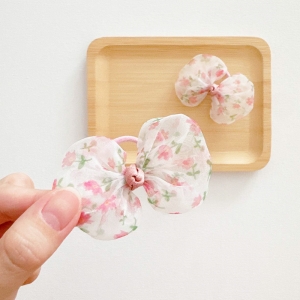 Girl Hair Tie Bow Round Floral CNY Pair (GPT6415)